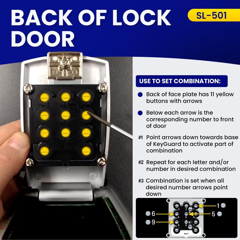 KeyGuard SL-501 Punch Button Lock Box | Portable Shackle LockBox For Outside - Fits House Keys, Car Keys, Fobs, & More | Keypad Safe Box, Digital Push Button Combination Lock | Black Finish - Image 5